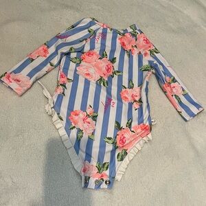 Betsey Johnson Blue and Pink Floral Kids Swim One Piece